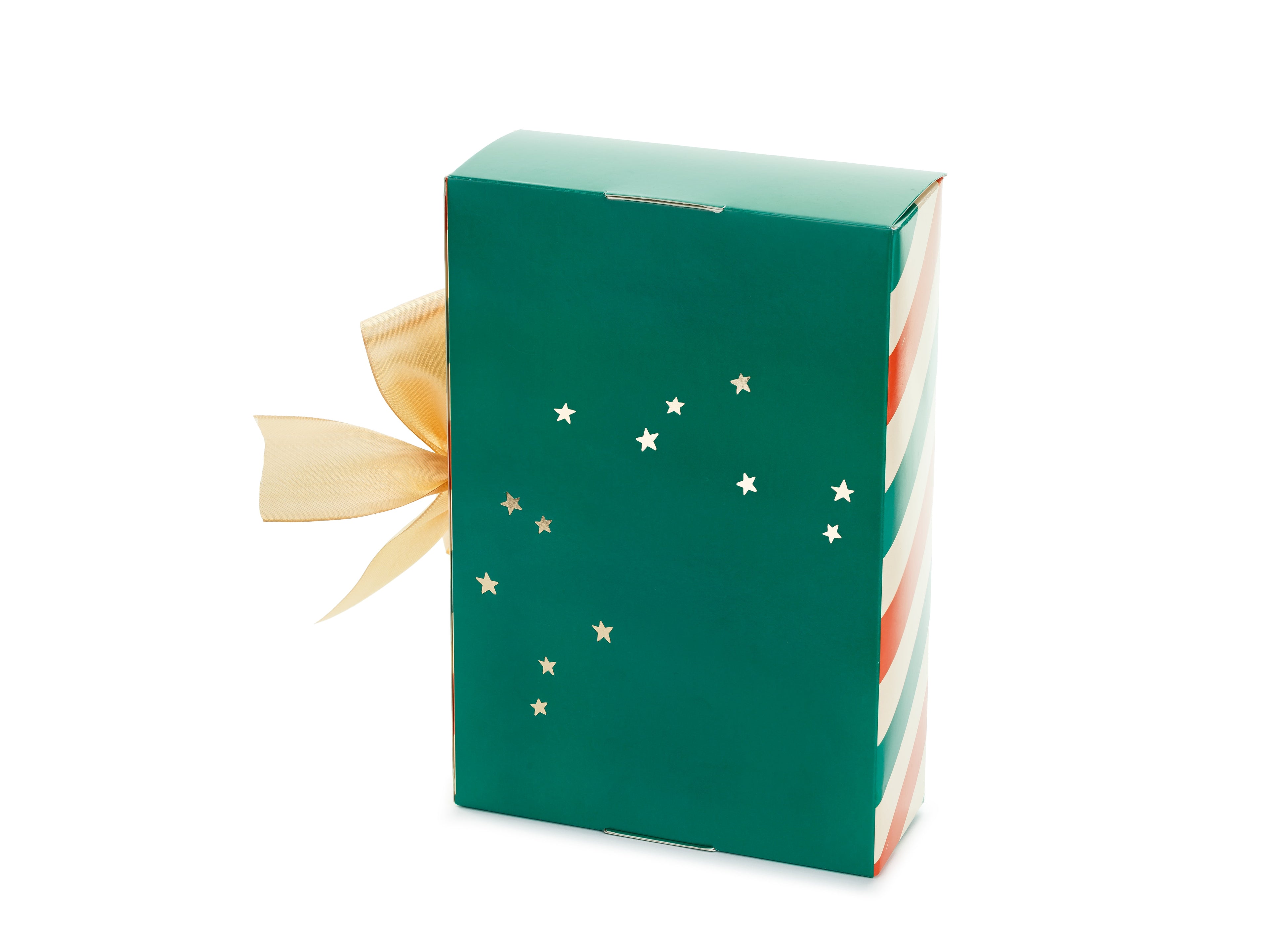Weihnachtsmann Geschenkbox – 6 × 22,5 × 15 cm | Geschenkverpackung mit goldenem Band | DIY Faltbox, Farbmix
