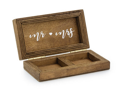 Holzbox für Eheringe – Ringkästchen aus Holz mit weißer Schrift | 10 × 5,5 cm | Ringbox Hochzeit, Trauringbox, Rustic Wedding