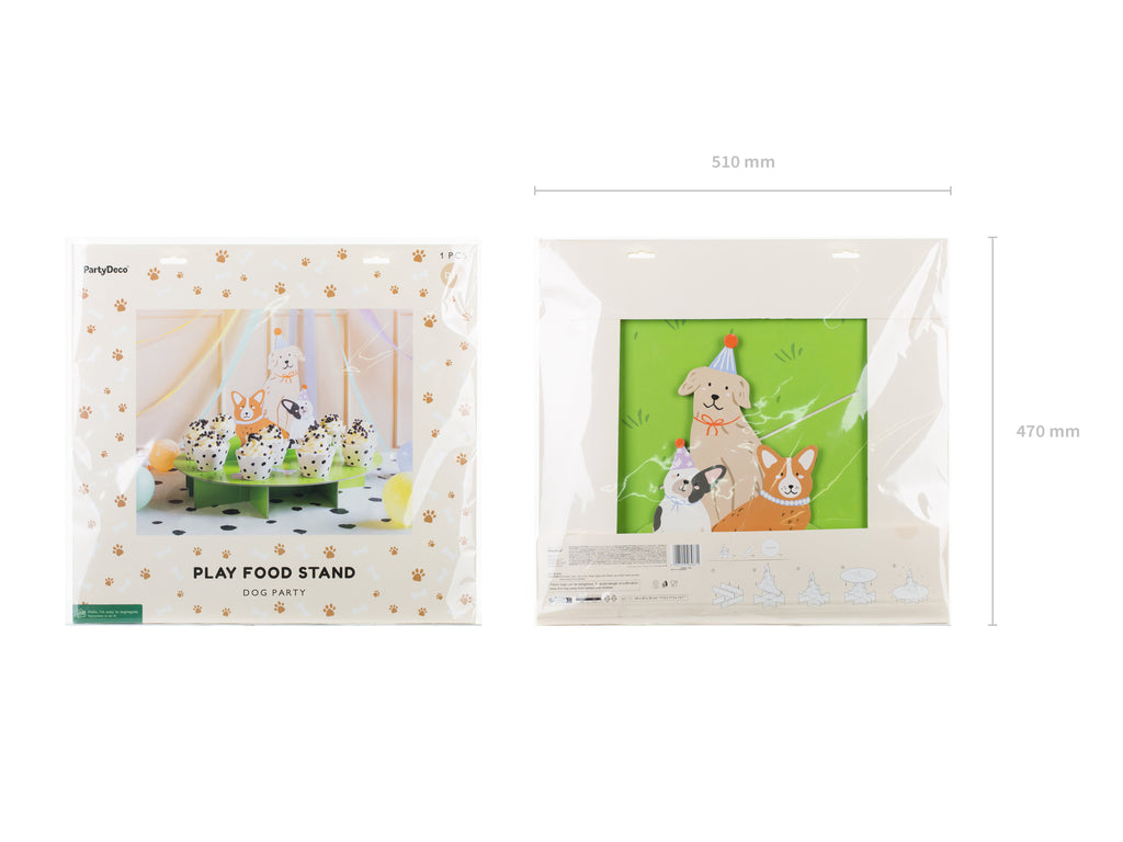 Hunde‑Leckerlischale – Süßigkeitenständer in Hundeform, Ø 45 cm × H 35 cm, Farbmix, inkl. Ständer zum Selbstaufbau & 24 Muffinförmchen