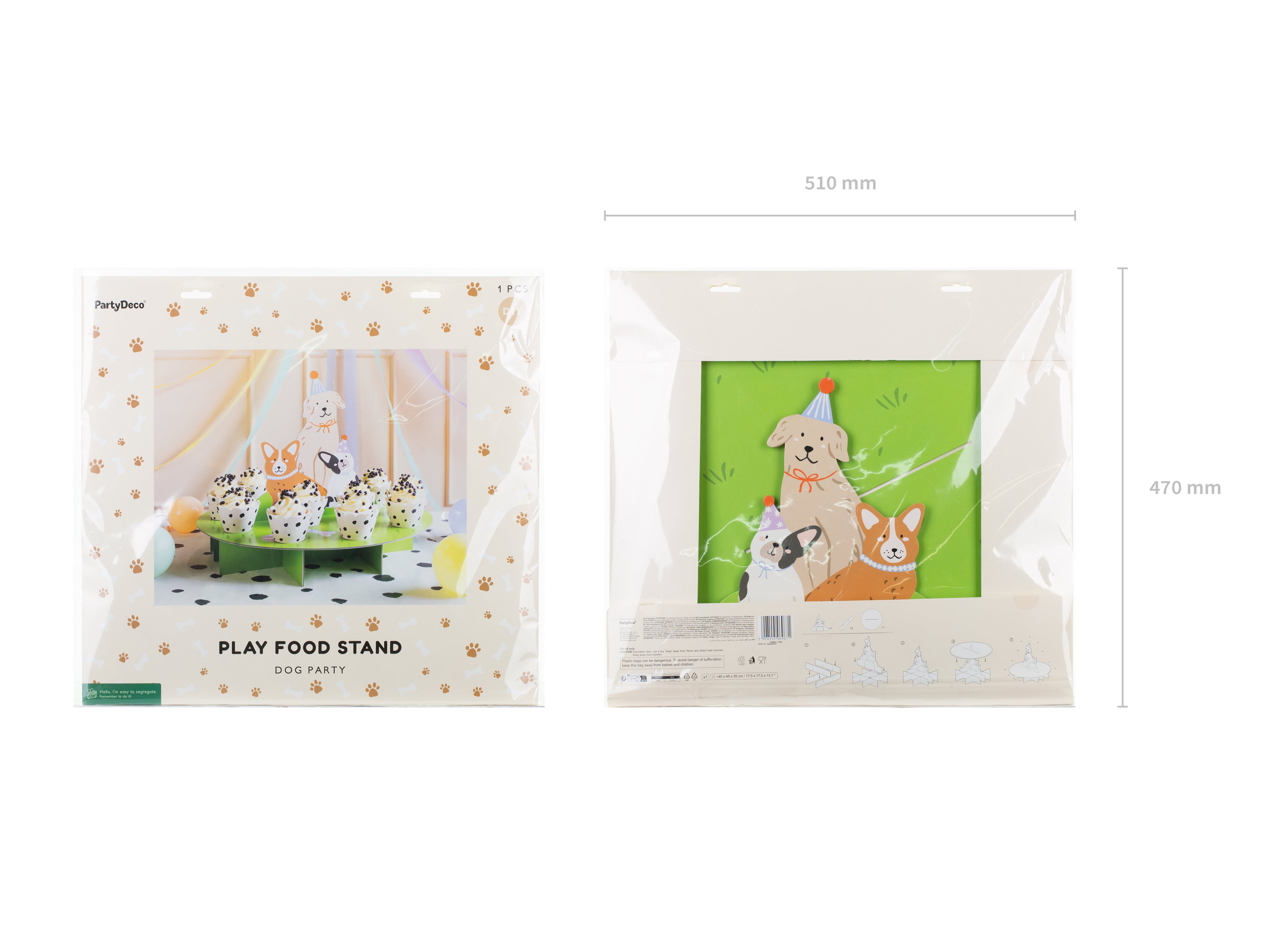 Hunde‑Leckerlischale – Süßigkeitenständer in Hundeform, Ø 45 cm × H 35 cm, Farbmix, inkl. Ständer zum Selbstaufbau & 24 Muffinförmchen