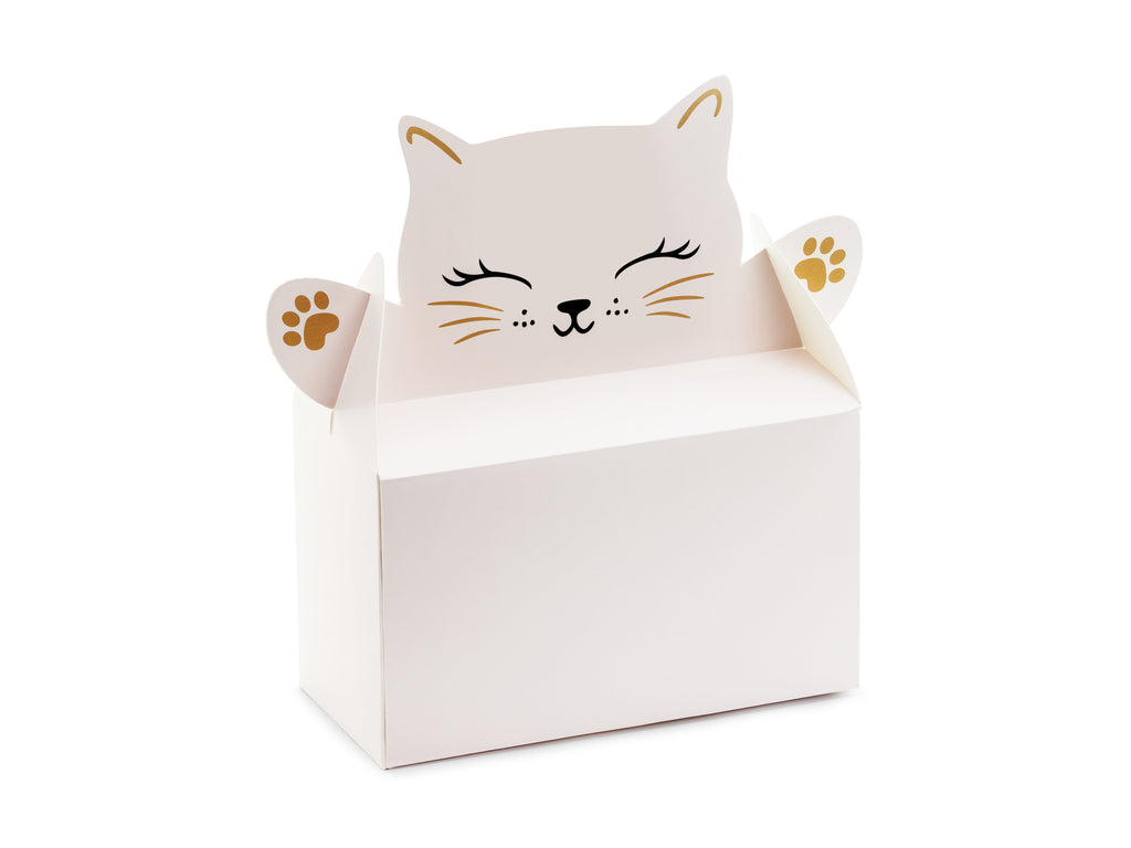 Kätzchen-Tortenschachteln - 6 dekorative Kuchenschachteln in Katzenform, ca. 19,5 × 8 × 19 cm, Geschenkboxen für Katzenparty