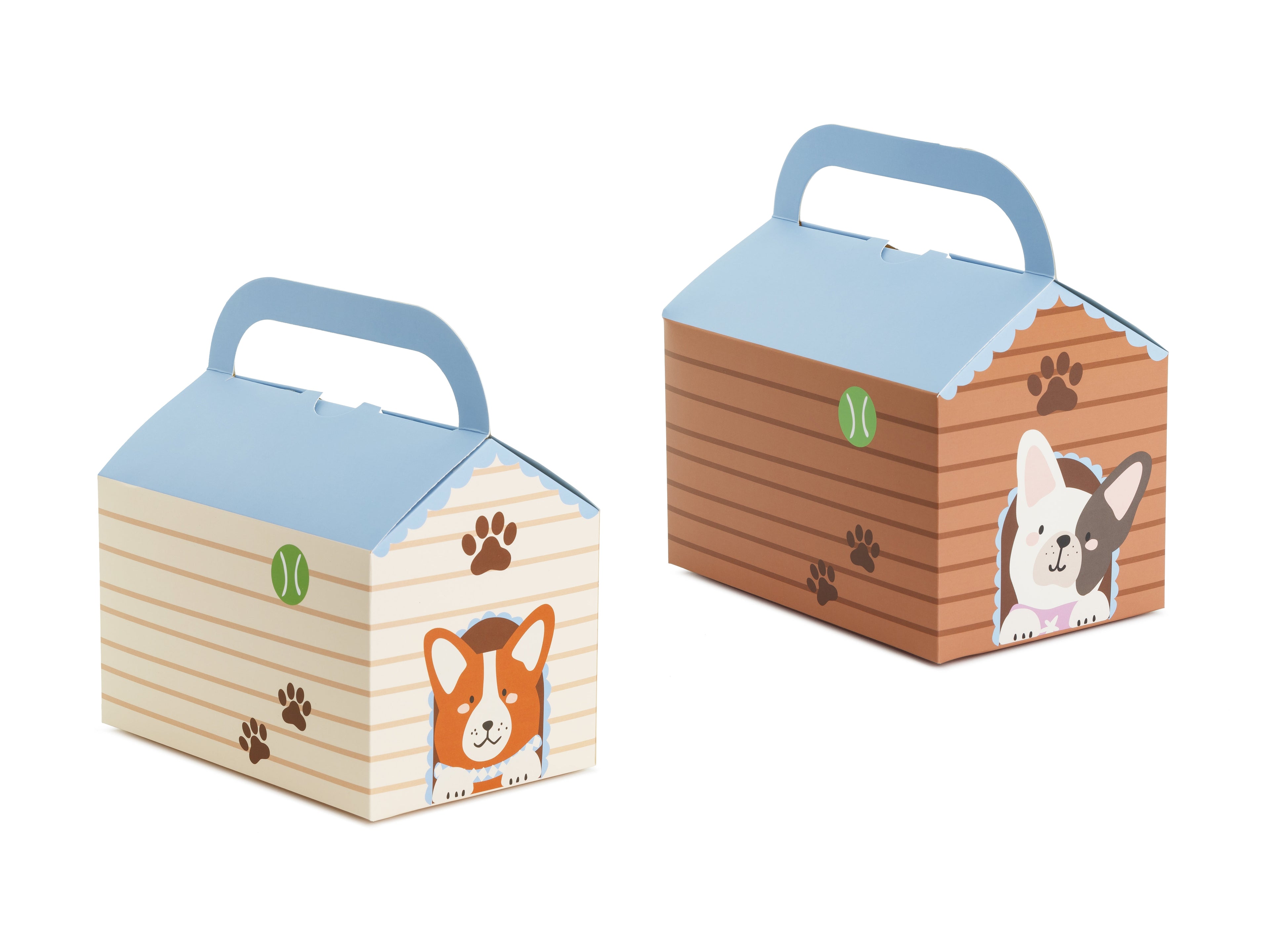 Deko‑Tortenschachteln „Hundehütte“ – 2 Boxen im Hundehaus‑Design | 15,5 × 10 × 16 cm | Geschenk‑ & Kuchenboxen für Kinderparty