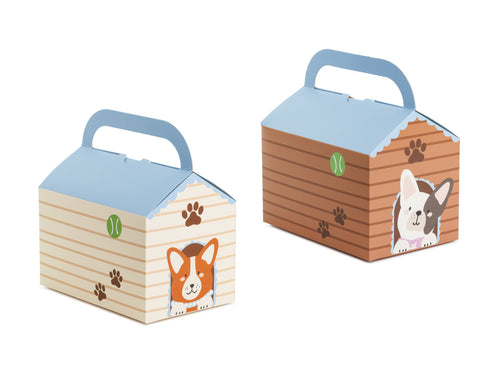 Deko‑Tortenschachteln „Hundehütte“ – 2 Boxen im Hundehaus‑Design | 15,5 × 10 × 16 cm | Geschenk‑ & Kuchenboxen für Kinderparty
