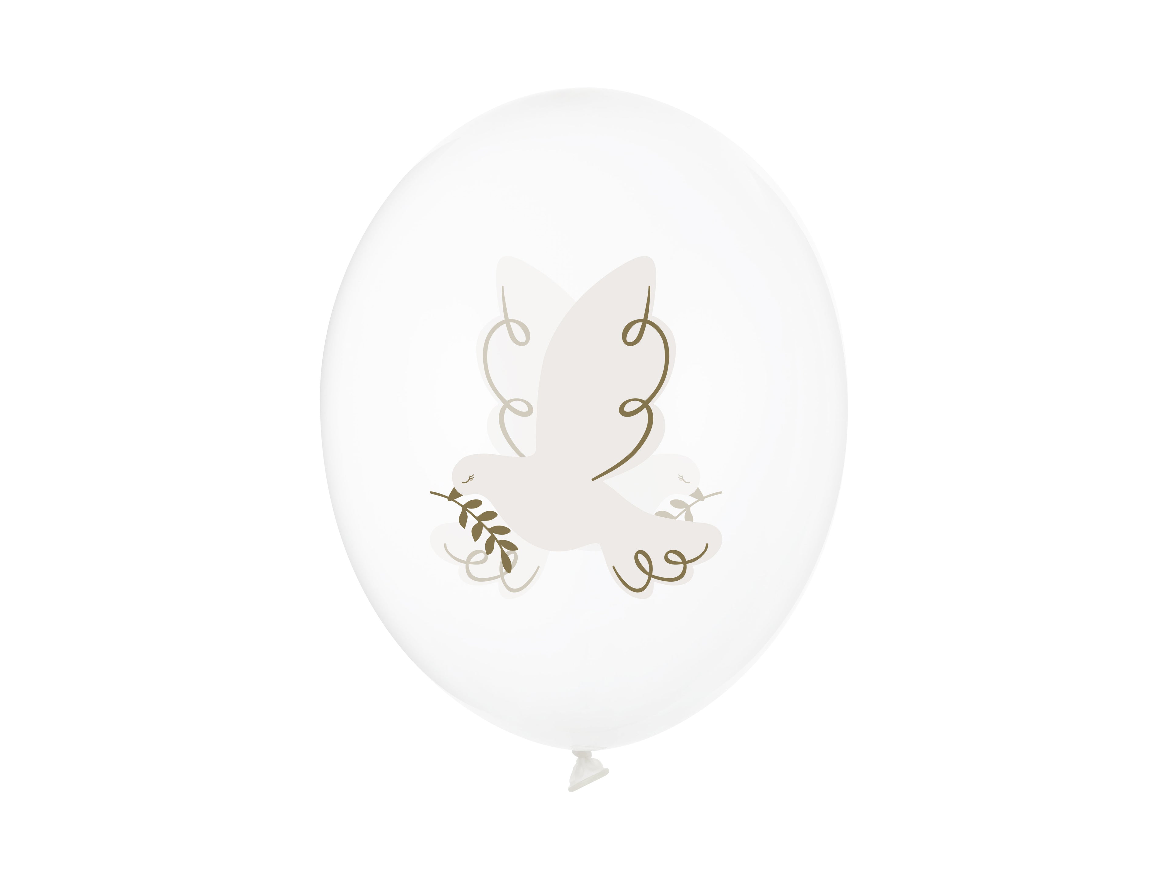 Luftballons „Tauben“ – 6er Set kristallklar | 30 cm | Doppelseitiger, farbiger Druck für Hochzeit, Taufe & Kommunion