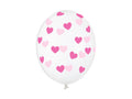 Luftballons „Herzen“ – 30 cm kristallklar | Starker Latexballon mit fuchsiafarbenem Rundum‑Herzprint | 50er Pack
