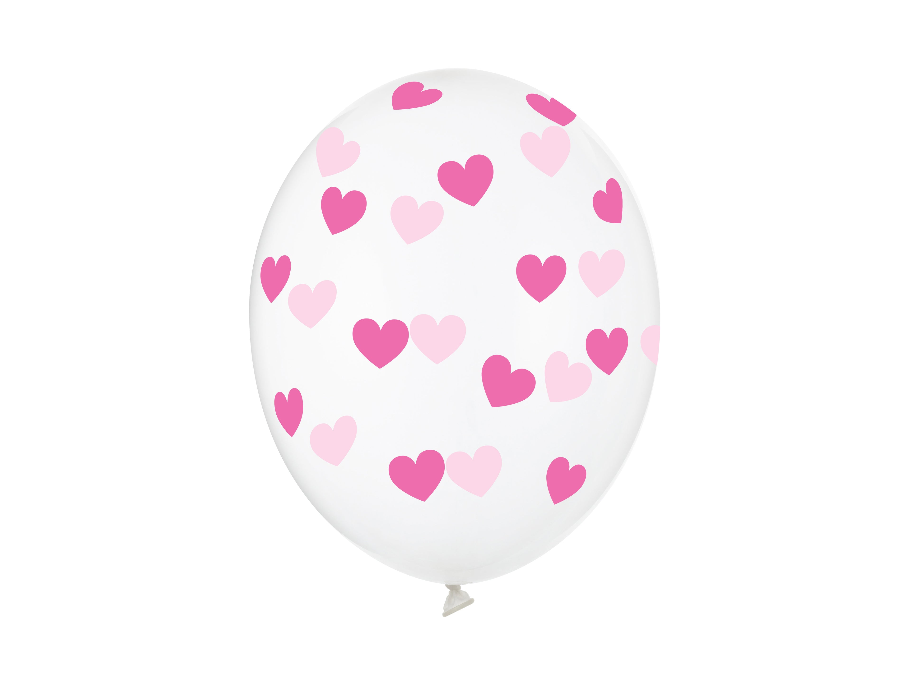 Luftballons „Herzen“ – 30 cm kristallklar | Starker Latexballon mit fuchsiafarbenem Rundum‑Herzprint | 50er Pack