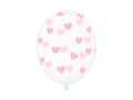 Luftballons „Herzen“ – 30 cm kristallklar | Starker Latexballon mit hellrosa Rundum‑Herzprint | 50er Pack