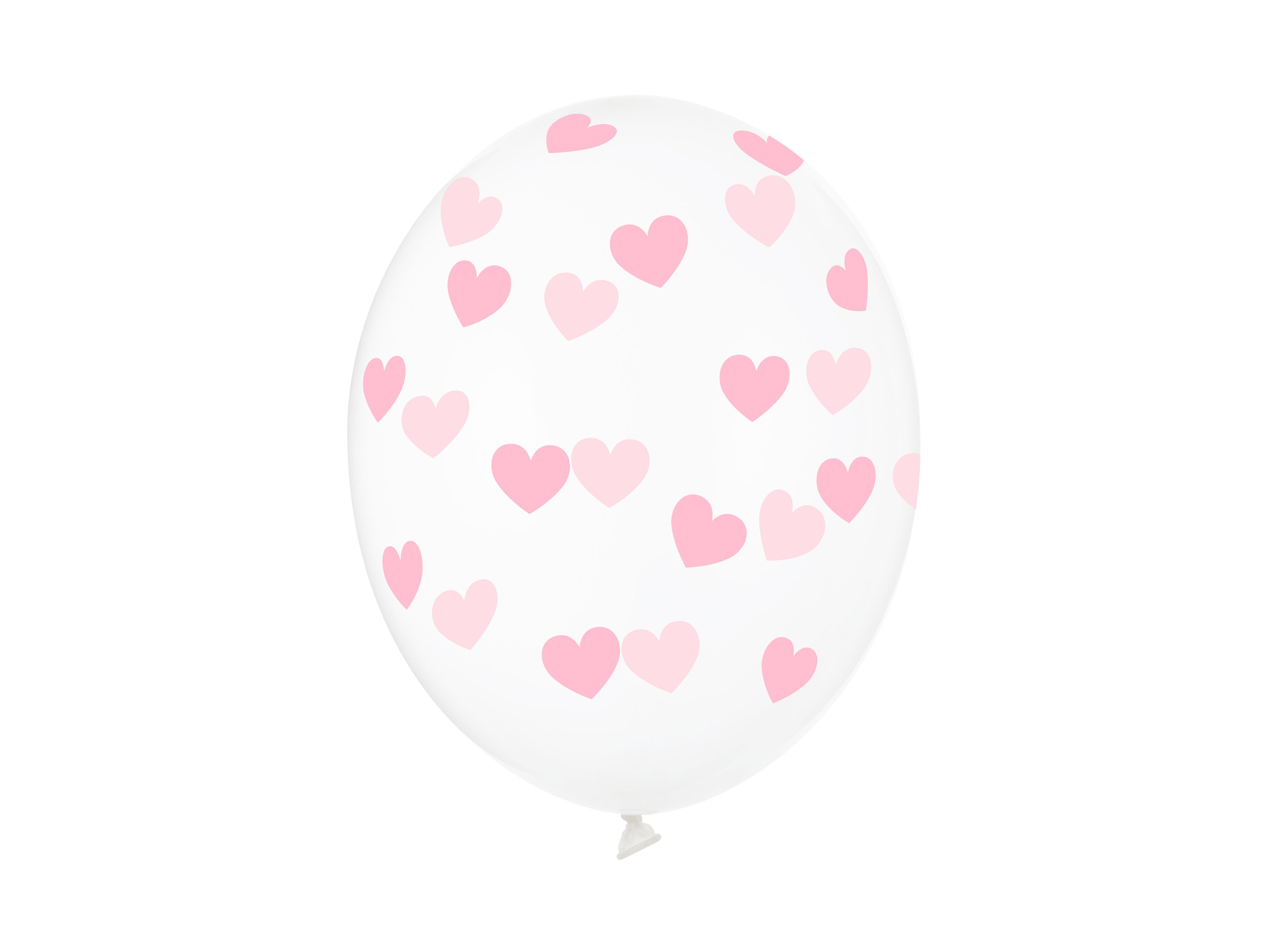 Luftballons „Herzen“ – 30 cm kristallklar | Starker Latexballon mit hellrosa Rundum‑Herzprint | 50er Pack