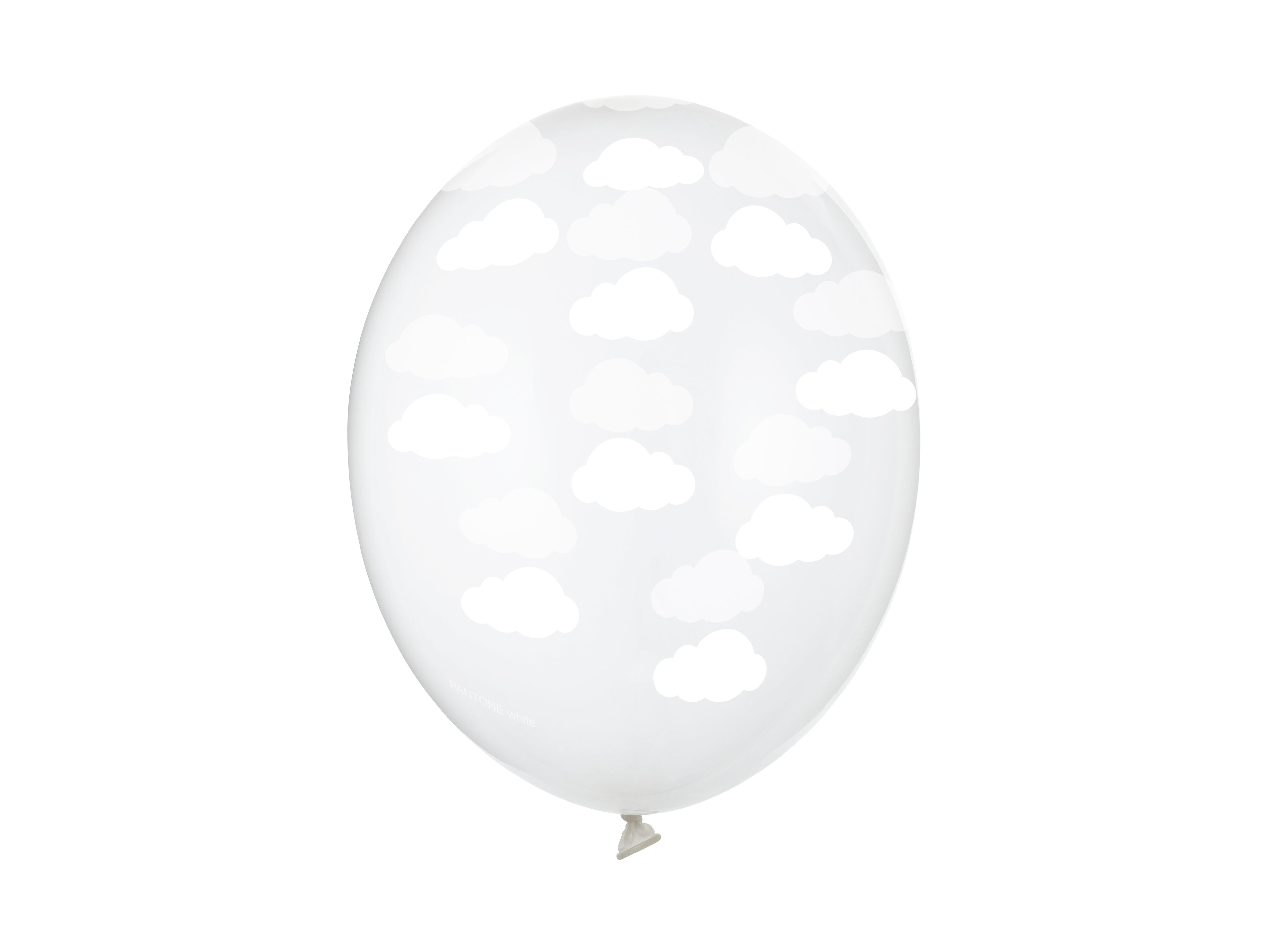 Luftballons „Wolken“ – 30 cm kristallklar | Starker Latexballon mit weißem Rundum‑Wolkenprint | 50er Pack