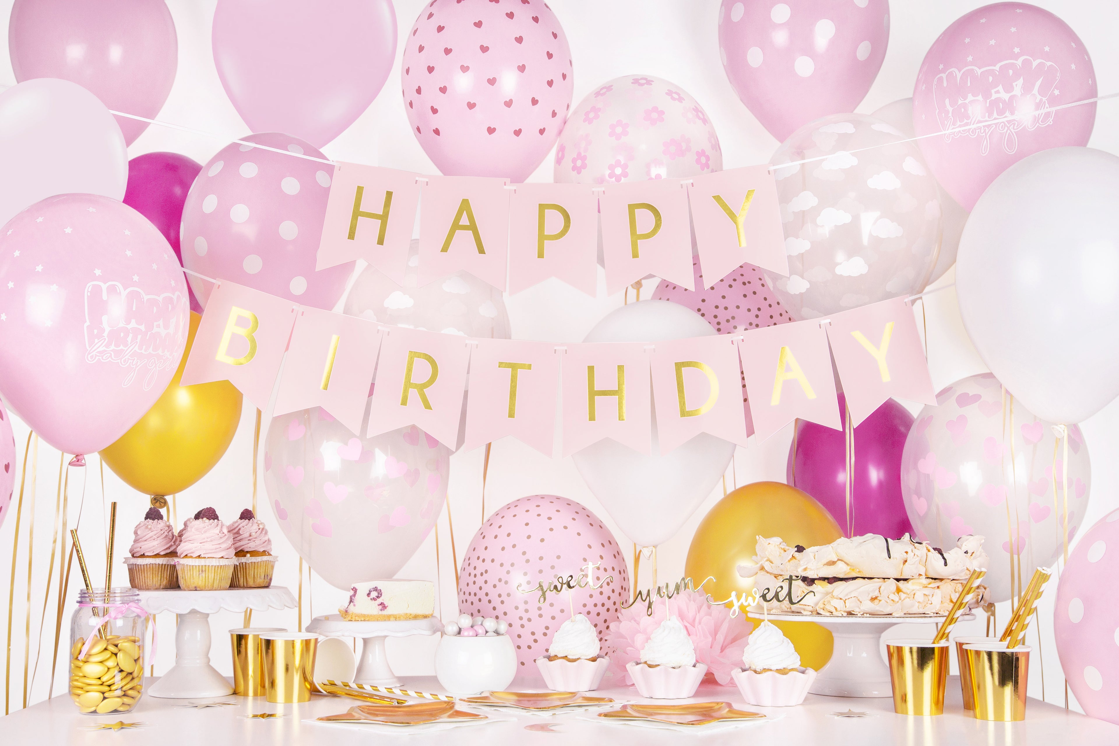 Luftballons „Wolken“ – 30 cm kristallklar | Starker Latexballon mit weißem Rundum‑Wolkenprint | 50er Pack