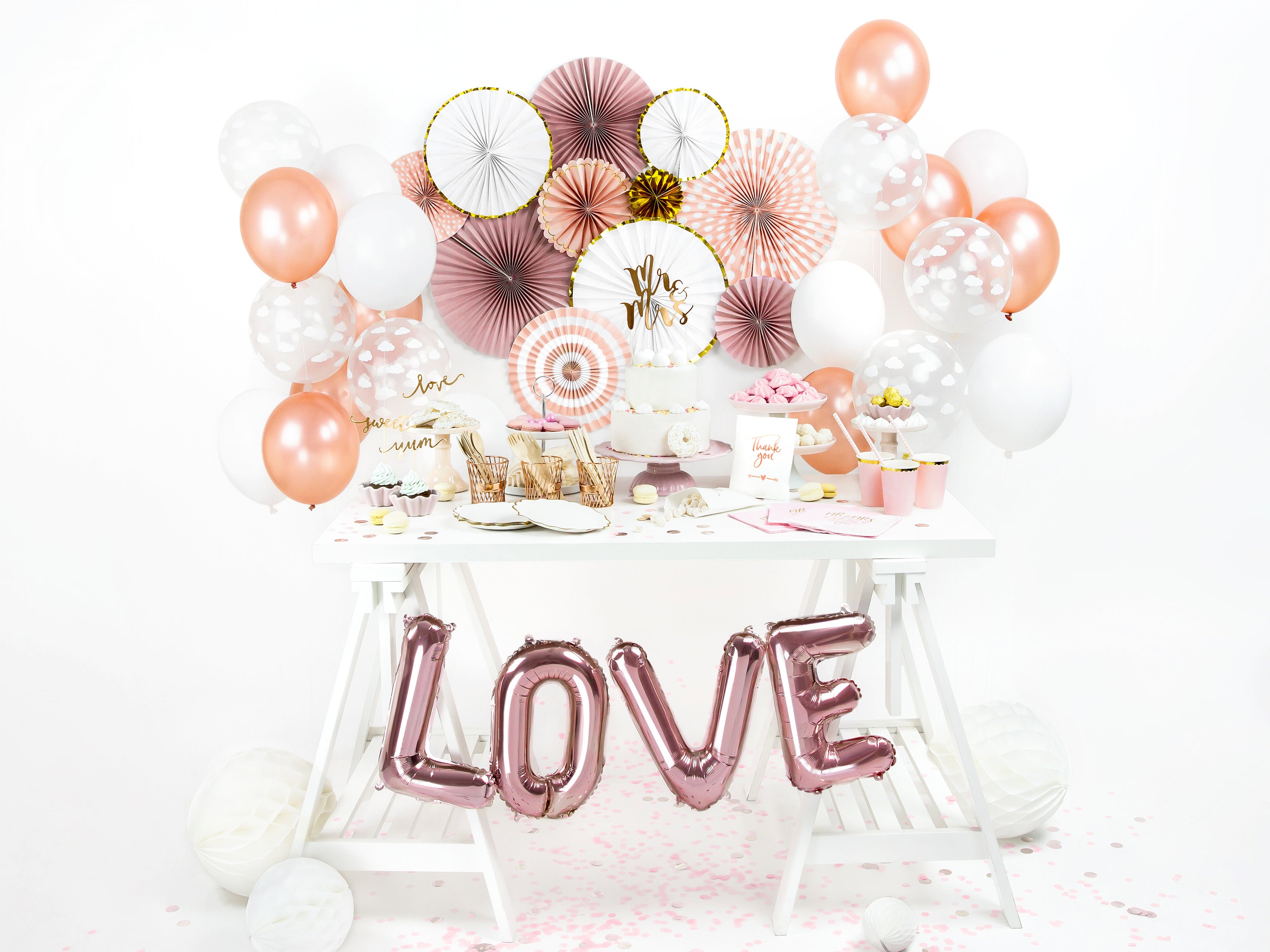 Luftballons „Wolken“ – 30 cm kristallklar | Starker Latexballon mit weißem Rundum‑Wolkenprint | 50er Pack