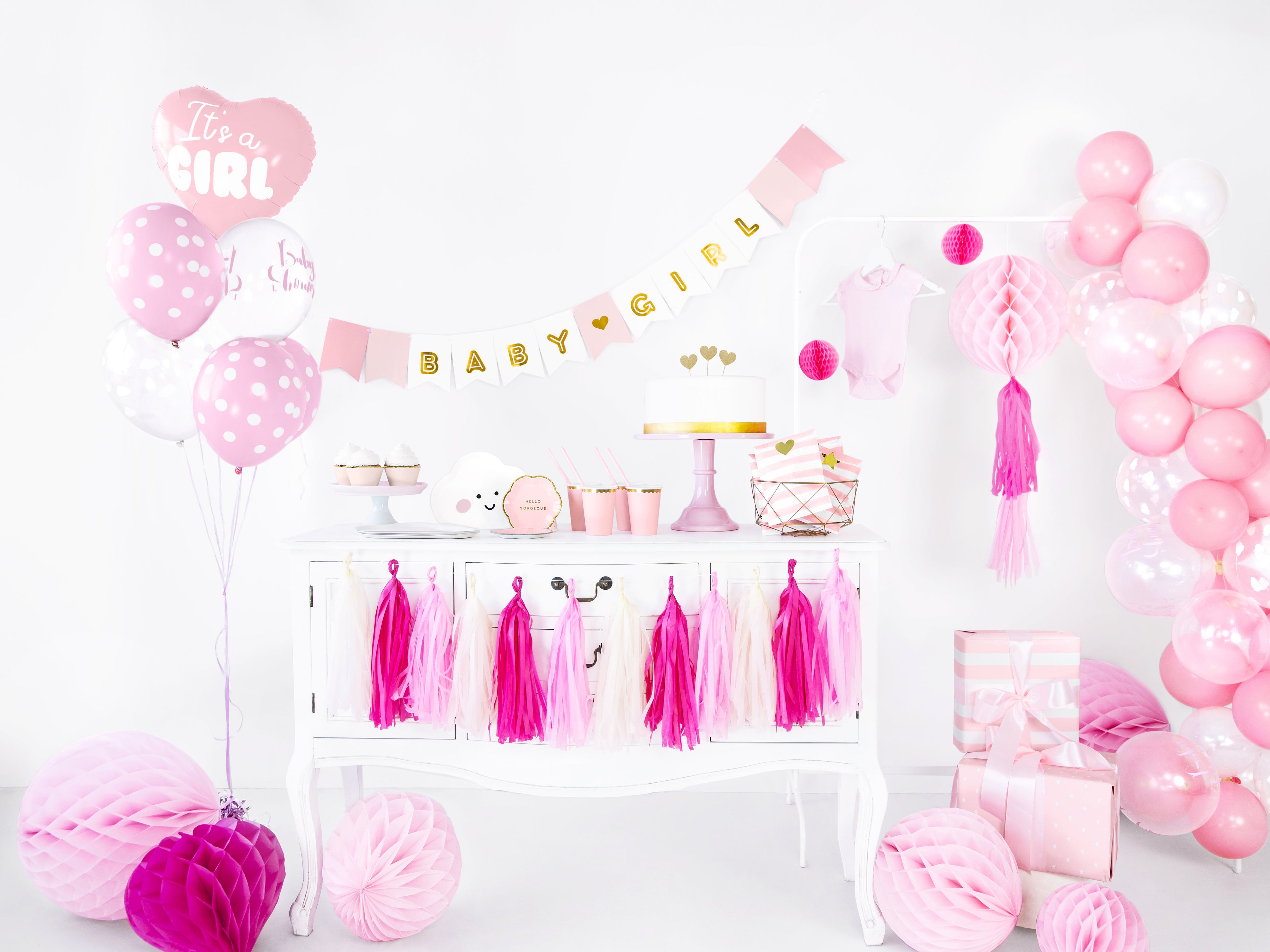 Luftballons „Wolken“ – 30 cm kristallklar | Starker Latexballon mit weißem Rundum‑Wolkenprint | 50er Pack