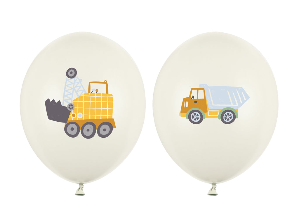 Luftballons „Baustellenfahrzeuge“ – 30 cm | 50er Pack | Pastell‑Creme mit farbigem beidseitigem Druck