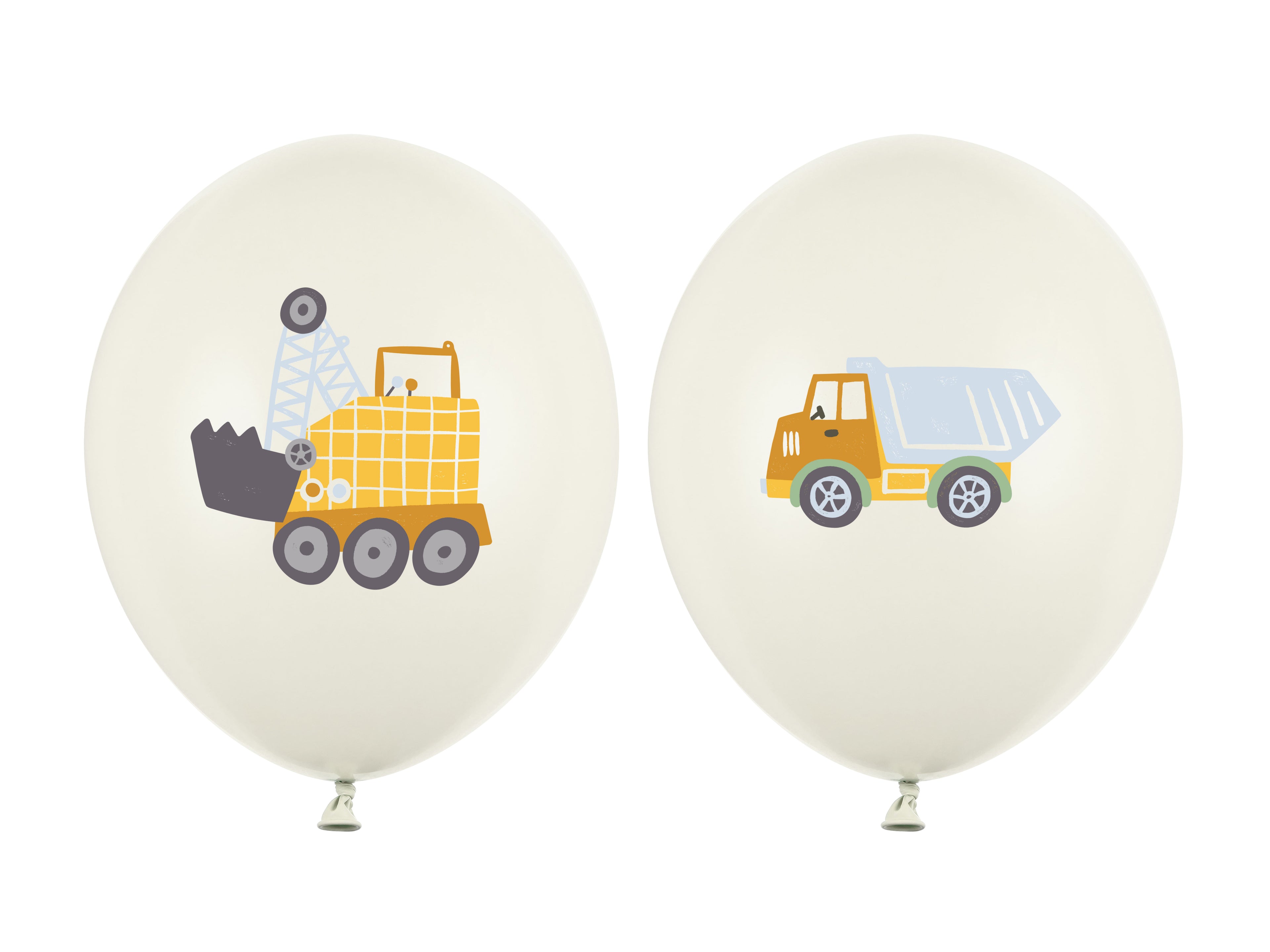 Luftballons „Baustellenfahrzeuge“ – 30 cm | 50er Pack | Pastell‑Creme mit farbigem beidseitigem Druck