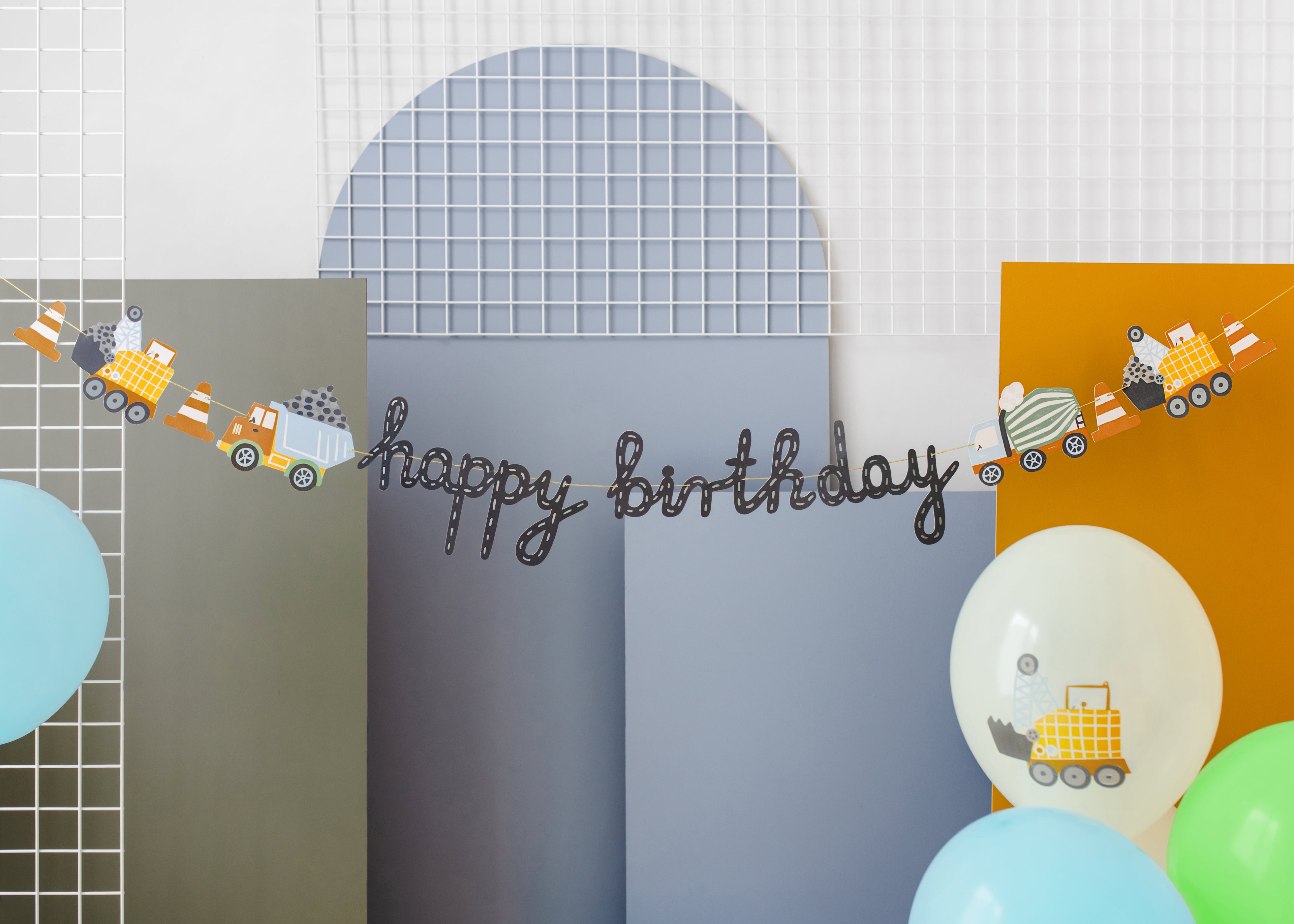 Luftballons „Baustellenfahrzeuge“ – 30 cm | 50er Pack | Pastell‑Creme mit farbigem beidseitigem Druck