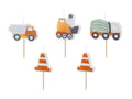 Geburtstagskerzen „Baustelle“ – 5er Set | Straßenbau‑Motiv mit Fahrzeugen & Pylonen | 3–4,5 cm | Kindergeburtstag Kuchen Deko