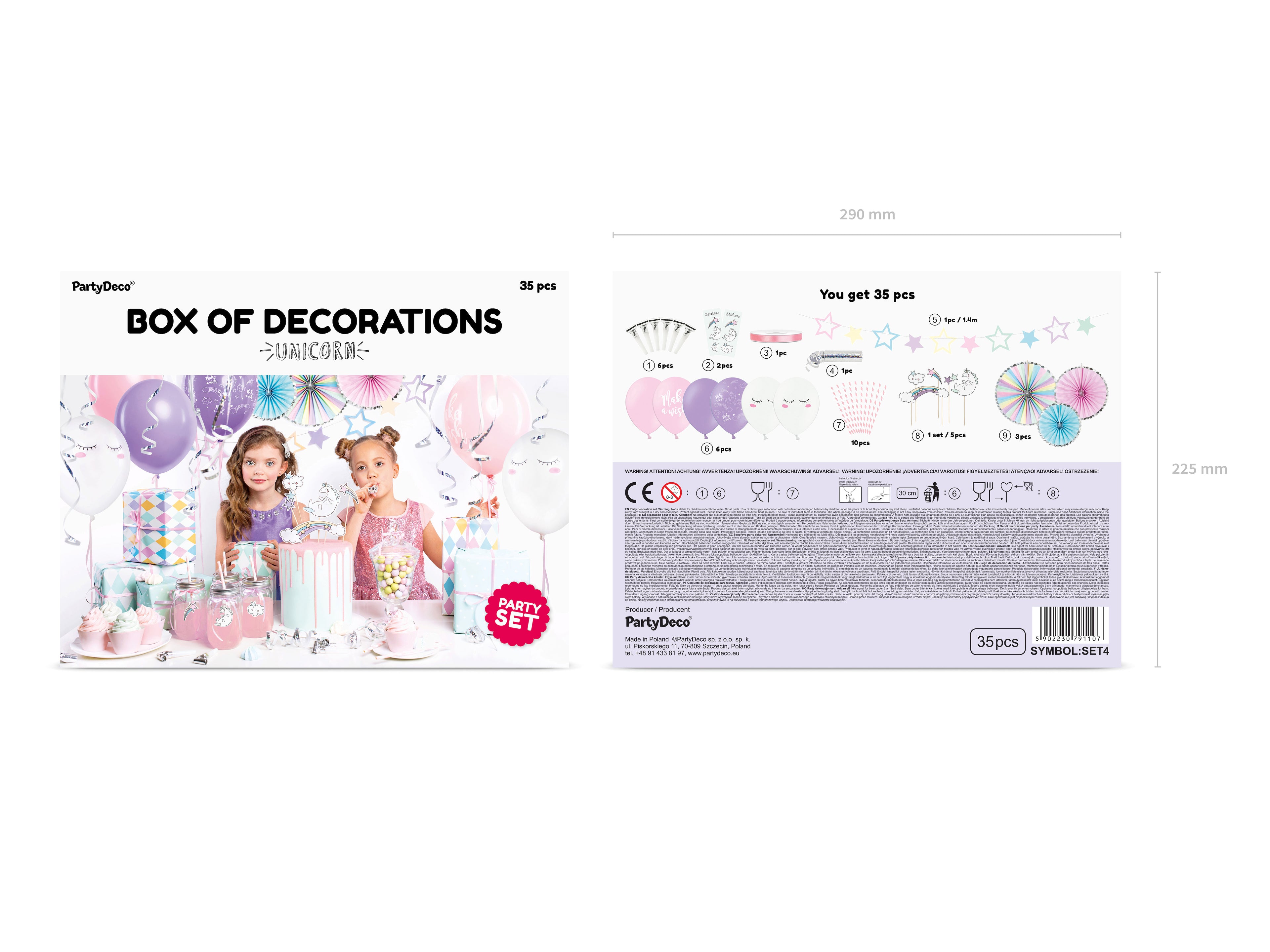 Partydekorationsset „Einhorn“ – Komplett‑Kit für Kindergeburtstag | Girlande, Cake‑Topper, Rosetten, Strohhalme, Luftballons, Pfeifen, Sticker, Luftschlangen & Satinband