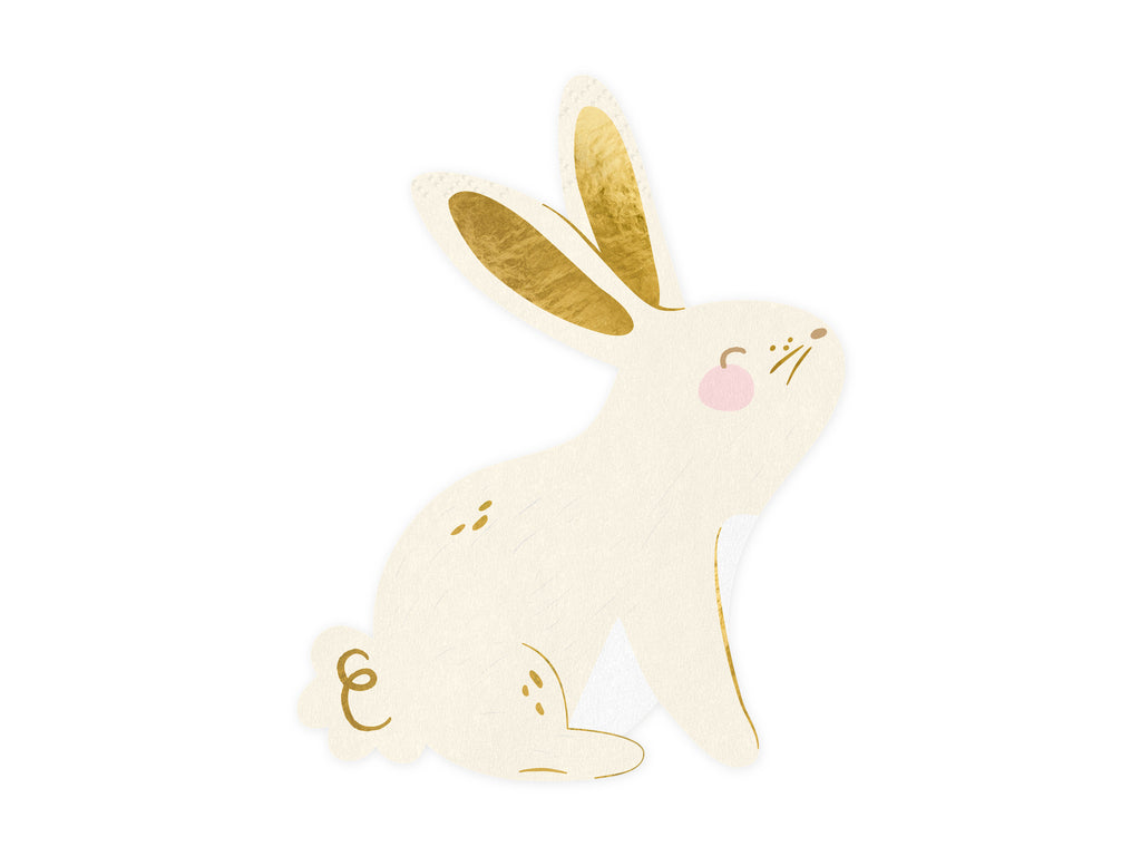 Hasen‑Servietten – 20er Set | Papierservietten mit Hasenmotiv & Golddruck | 12,5 × 16 cm (gefaltet), 25 × 32 cm (offen)