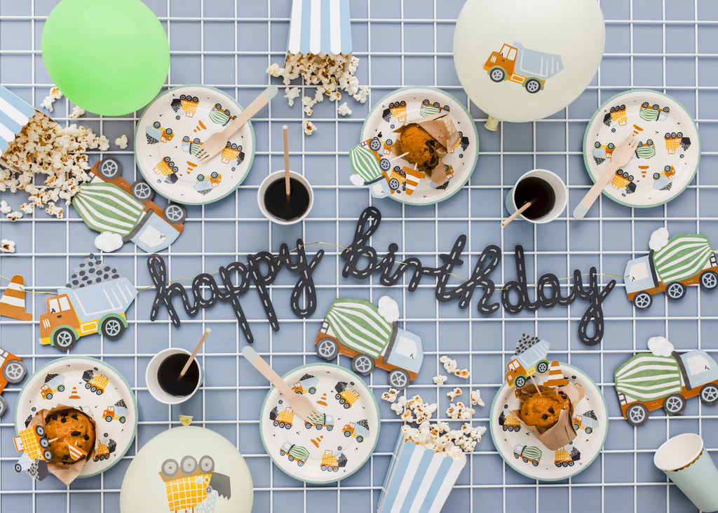 Servietten „Betonmischer“ – 20er Set | Papierservietten für Baustellen‑Kindergeburtstag | 16 × 13 cm (gefaltet), 32 × 26 cm (offen)