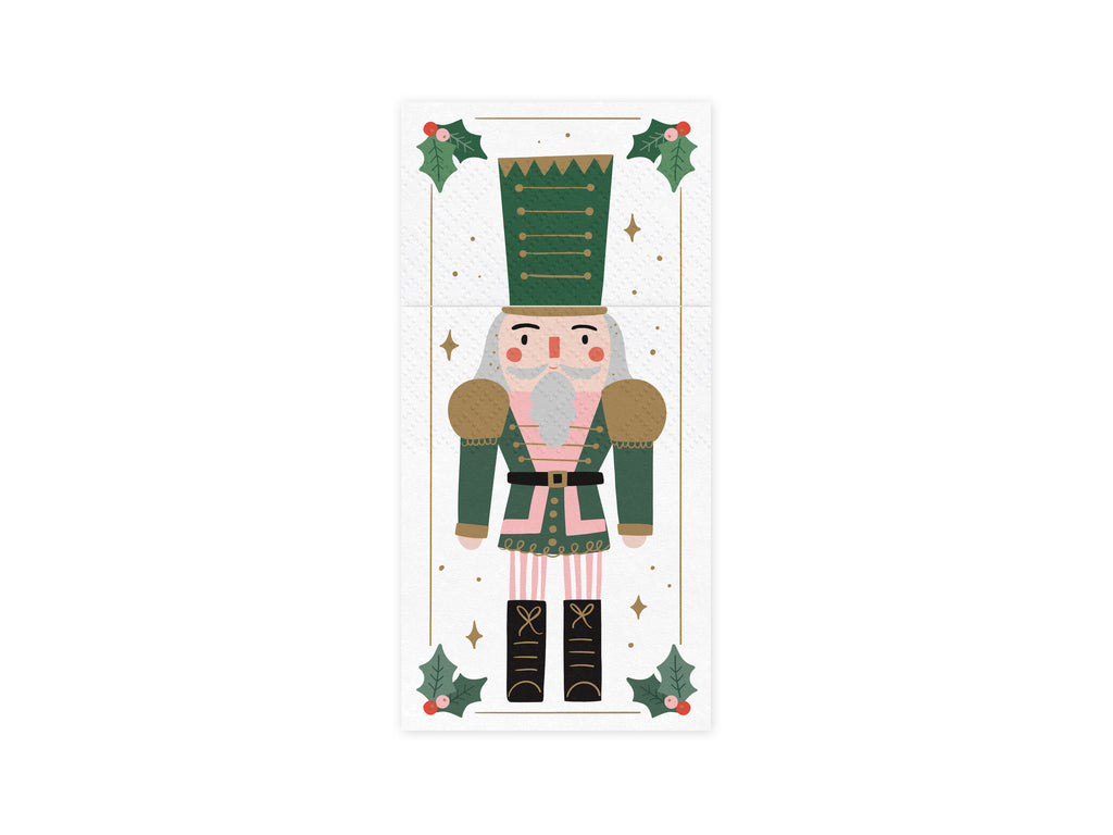 Nussknacker-Bestecktaschen 10 × 20 cm - 6 festliche Papierservietten mit Besteckfach, Weihnachtsdeko für Tisch und Weihnachtsfeier