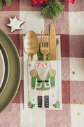 Nussknacker-Bestecktaschen 10 × 20 cm - 6 festliche Papierservietten mit Besteckfach, Weihnachtsdeko für Tisch und Weihnachtsfeier