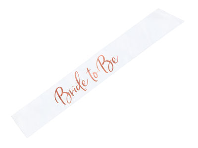 Bride to be Schärpe & Team Bride Schärpe – Satin Weiß mit roségoldenem Metallic‑Print | 75 × 10 cm | JGA , Bridal Shower Accessoires