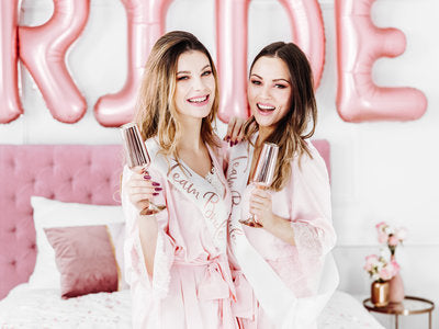Bride to be Schärpe & Team Bride Schärpe – Satin Weiß mit roségoldenem Metallic‑Print | 75 × 10 cm | JGA , Bridal Shower Accessoires