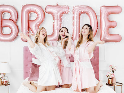 Bride to be Schärpe & Team Bride Schärpe – Satin Weiß mit roségoldenem Metallic‑Print | 75 × 10 cm | JGA , Bridal Shower Accessoires