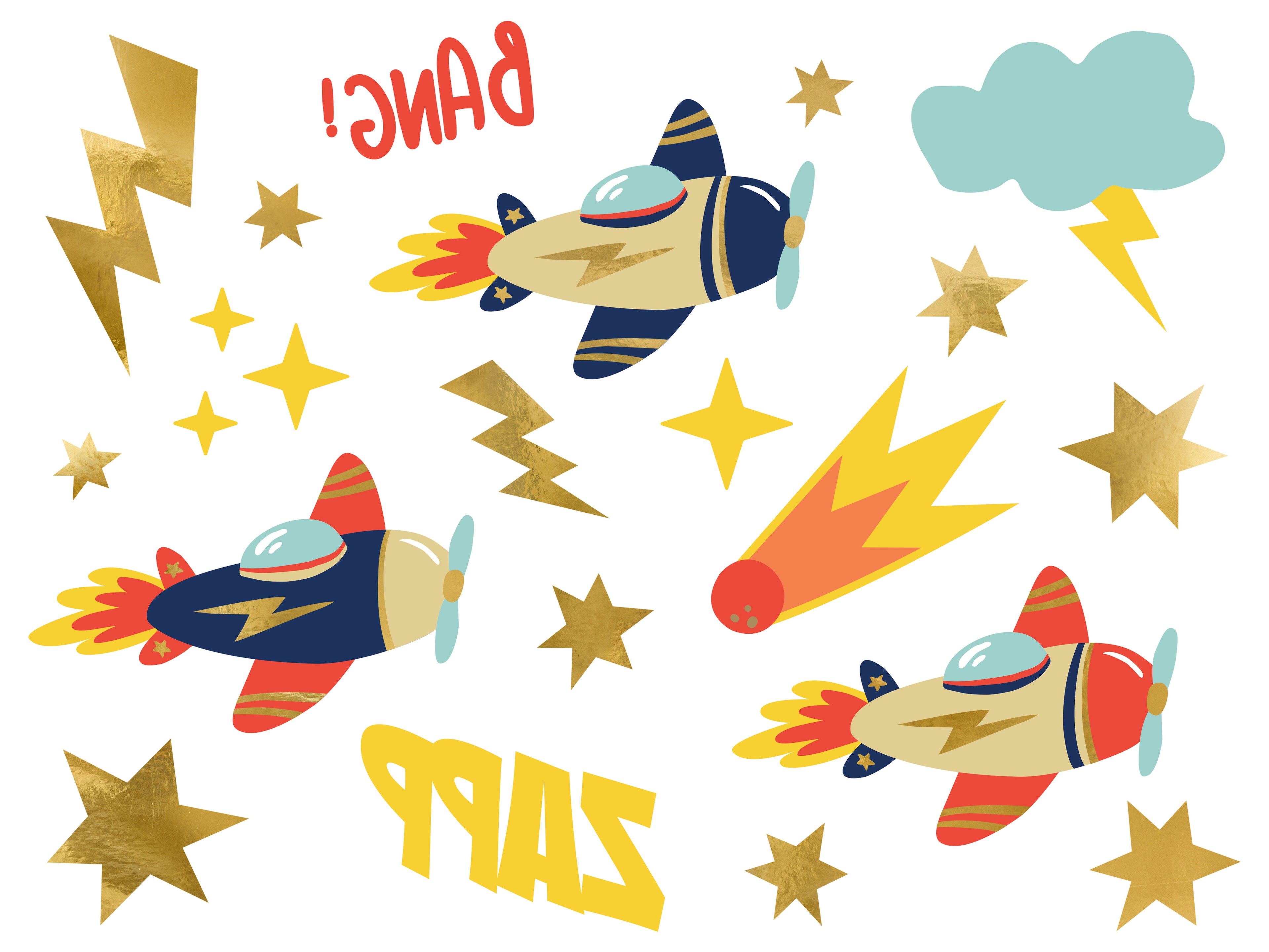 Flugzeug‑Tattoos – 11er Set temporäre Kinder‑Tattoos | Bunter Flugzeug‑Mix für Geburtstag, Mitgebsel & Reise‑Mottoparty