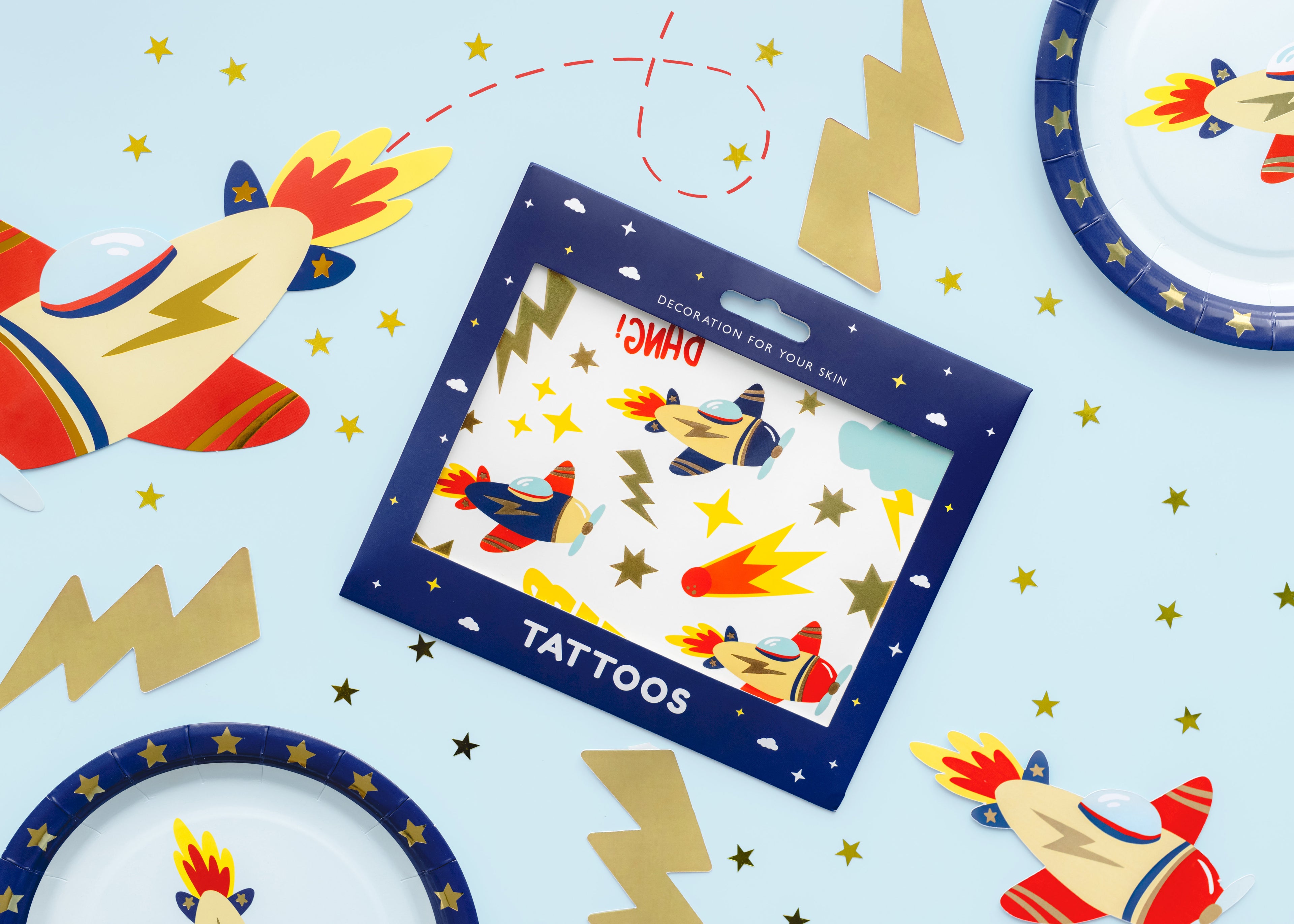 Flugzeug‑Tattoos – 11er Set temporäre Kinder‑Tattoos | Bunter Flugzeug‑Mix für Geburtstag, Mitgebsel & Reise‑Mottoparty