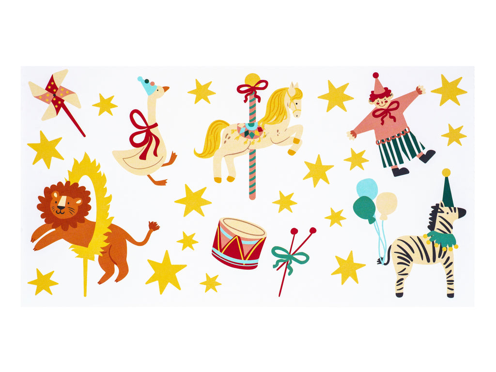 Zirkus-Tattoos für Kinder - 24 temporäre Tattoos mit bunten Zirkusmotiven, Mitgebsel für Kindergeburtstag und Zirkusparty