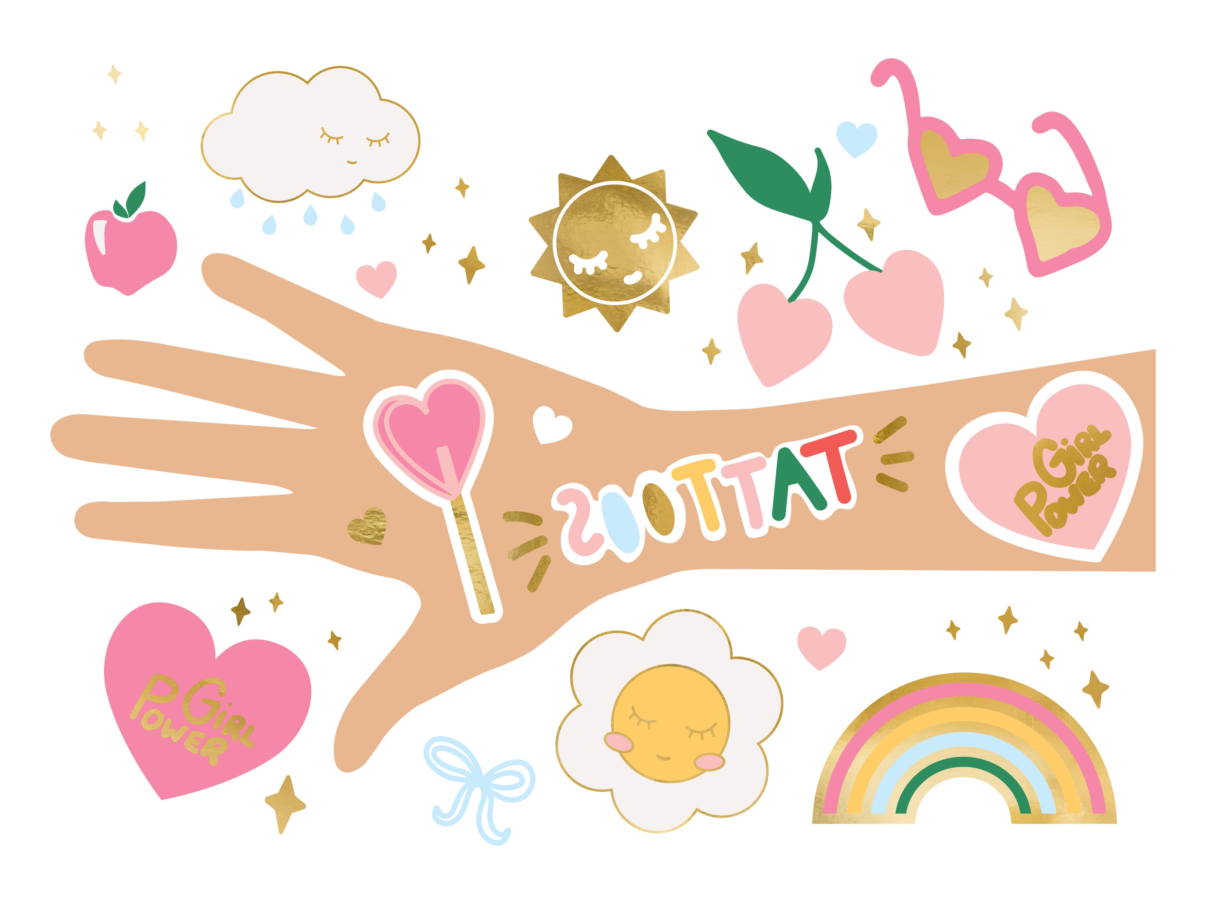 Gänseblümchen‑Tattoos – 14er Set temporäre Blumen‑Tattoos | Bunter Daisy‑Mix für Geburtstag, Festival & Mitgebsel