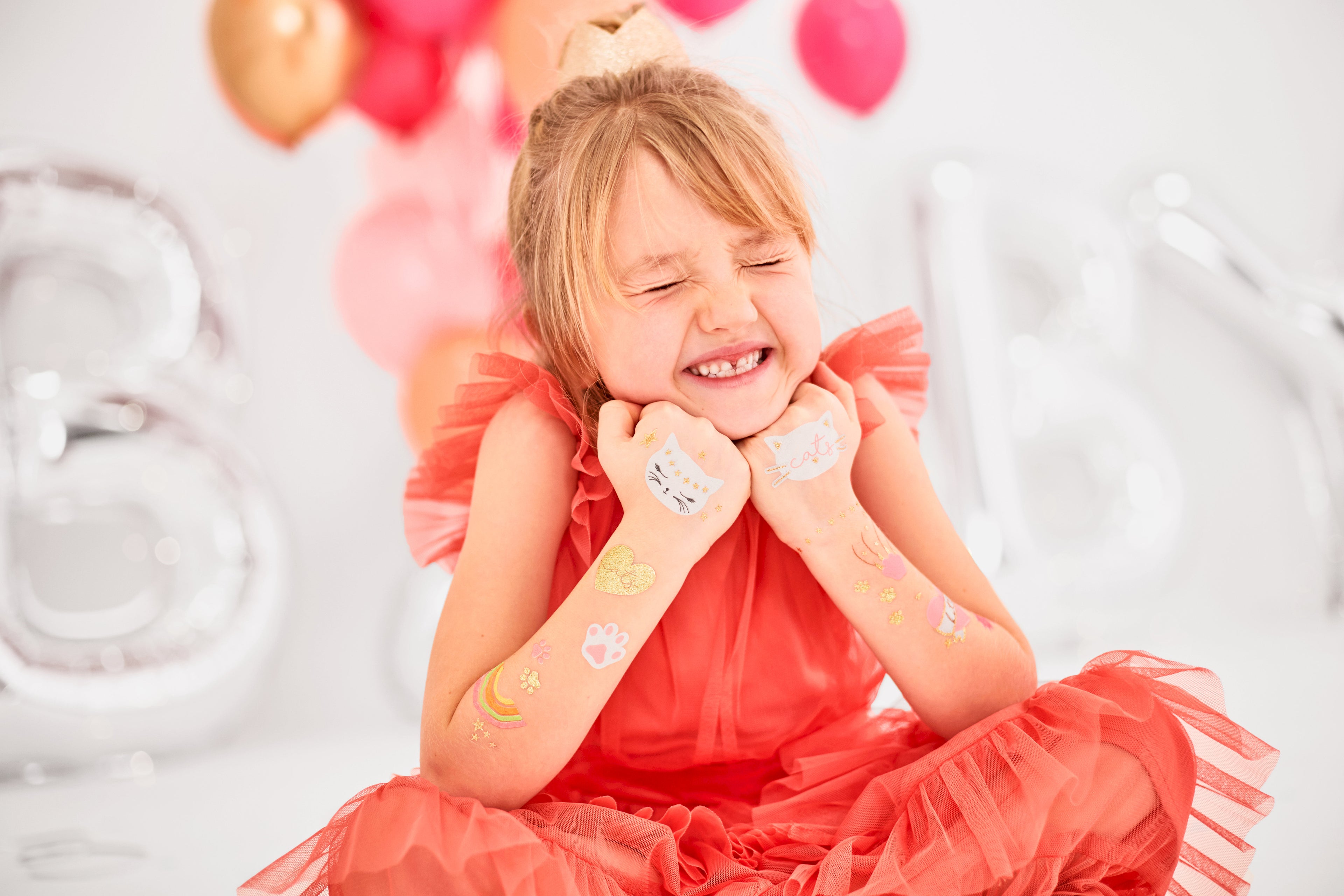 Katzen‑Temporärtattoos – 12er Set | Bunte Kätzchen‑Motive für Kindergeburtstag, Mitgebsel & Party