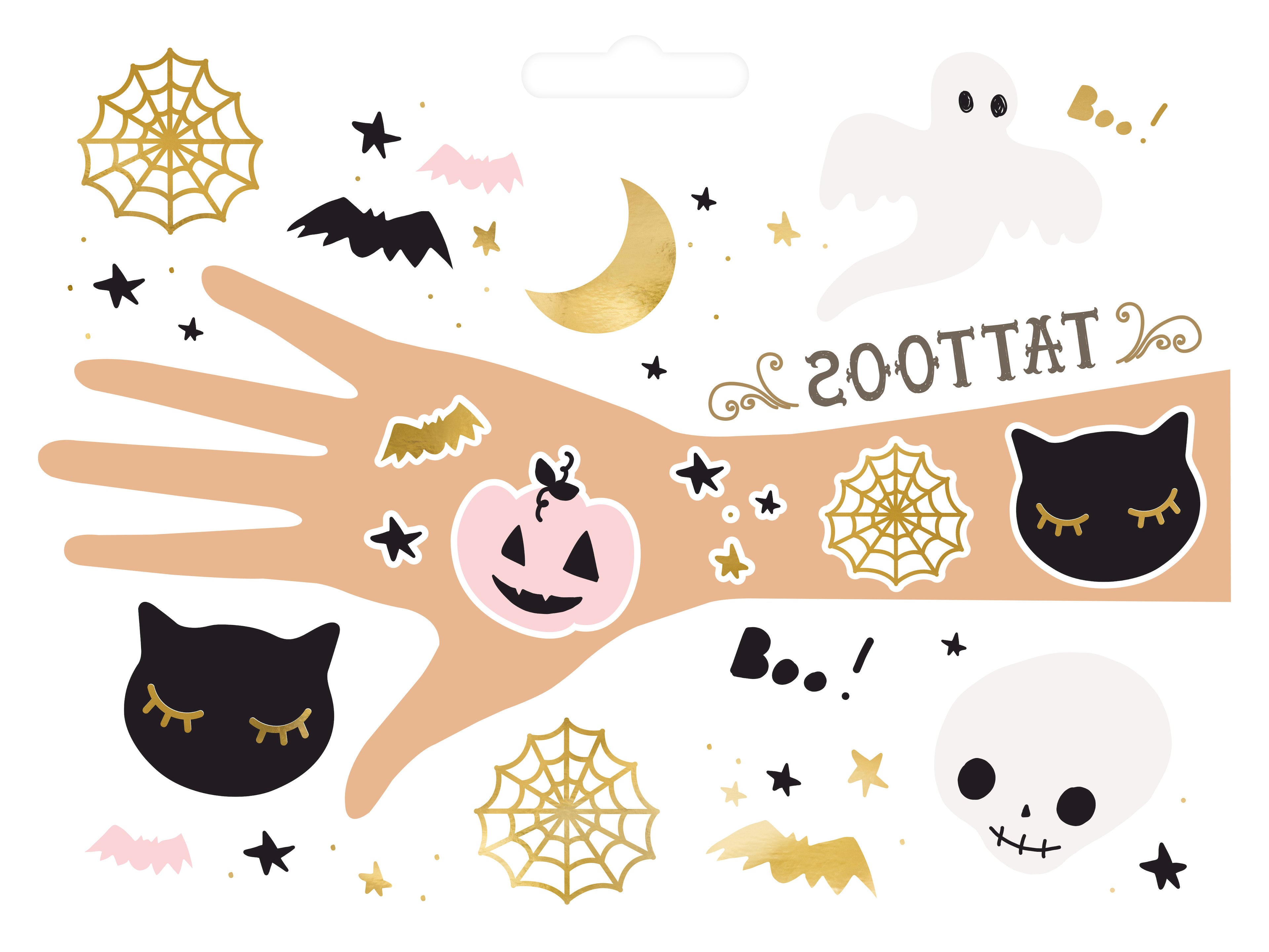 BUH! Halloween-Tattoos für Kinder - 12 temporäre Tattoos mit verschiedenen Gruselmotiven, Mitgebsel für Halloweenparty