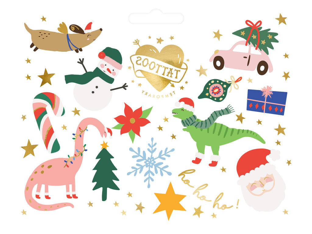 Ho Ho Ho! Weihnachts-Tattoos für Kinder - 13 temporäre Tattoos mit bunten Weihnachtsmotiven, Mitgebsel für Advent und Weihnachtsfeier