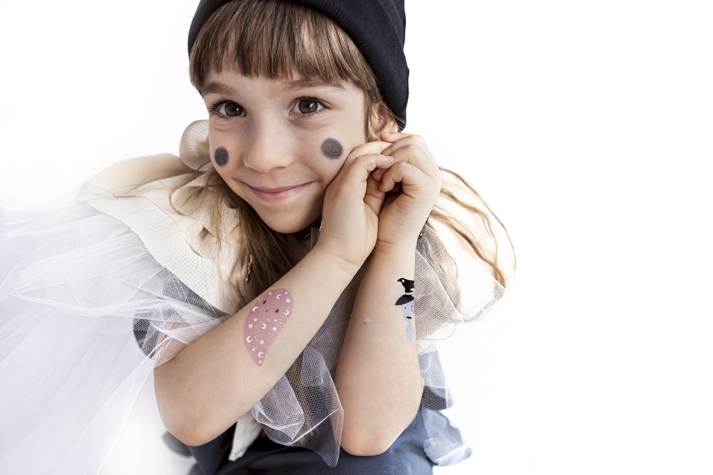 Halloween‑Temporärtattoos – 20er Set | Bunter Mix gruseliger Motive | Einfache Anwendung für Kinder & Erwachsene