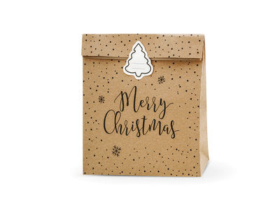 Weihnachtsgeschenktüten aus Kraftpapier – 3er Set inkl. Aufkleber | 25 × 11 × 27 cm | Geschenk‑ & Mitgebseltüten, Xmas Verpackung,Nachhaltig