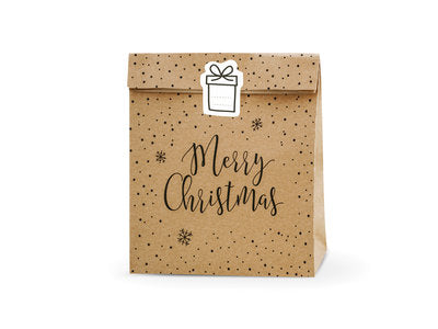 Weihnachtsgeschenktüten aus Kraftpapier – 3er Set inkl. Aufkleber | 25 × 11 × 27 cm | Geschenk‑ & Mitgebseltüten, Xmas Verpackung,Nachhaltig