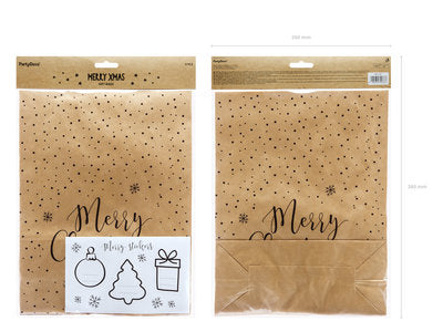 Weihnachtsgeschenktüten aus Kraftpapier – 3er Set inkl. Aufkleber | 25 × 11 × 27 cm | Geschenk‑ & Mitgebseltüten, Xmas Verpackung,Nachhaltig