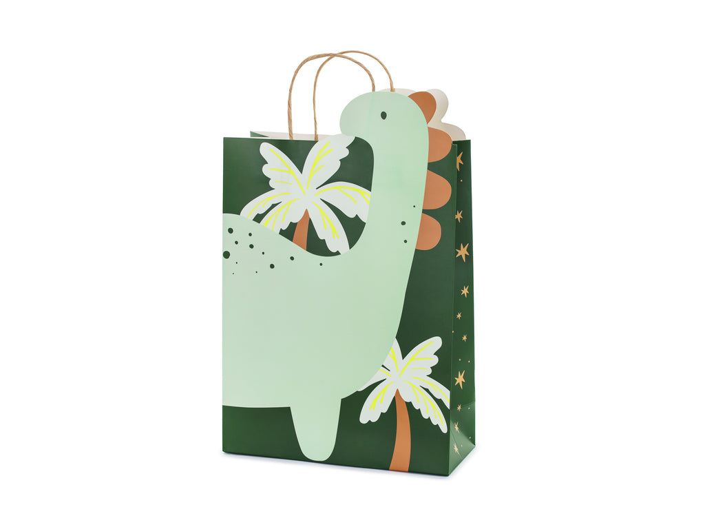 Dinosaurier‑Geschenktüte – 10 × 24 × 37 cm | Bunte Geschenk‑ & Mitgebseltüte mit Dino‑Motiv | Kindergeburtstag & Party