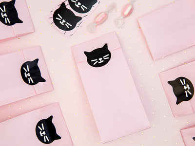 Süßigkeitentüten „Kätzchen“ – 6 rosa Geschenk‑ & Mitgebseltüten inkl. Aufkleber | 8 × 18 × 6 cm | Kindergeburtstag, Party, Katzen‑Motto