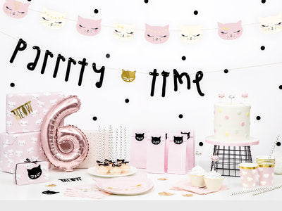 Süßigkeitentüten „Kätzchen“ – 6 rosa Geschenk‑ & Mitgebseltüten inkl. Aufkleber | 8 × 18 × 6 cm | Kindergeburtstag, Party, Katzen‑Motto