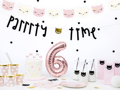 Süßigkeitentüten „Kätzchen“ – 6 rosa Geschenk‑ & Mitgebseltüten inkl. Aufkleber | 8 × 18 × 6 cm | Kindergeburtstag, Party, Katzen‑Motto