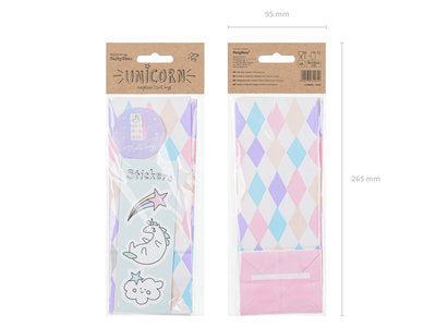 Einhorn‑Süßigkeitentüten – 6 Geschenk‑ & Mitgebseltüten inkl. Aufkleber | 8 × 18 × 6 cm | Kindergeburtstag, Party, Unicorn Deko