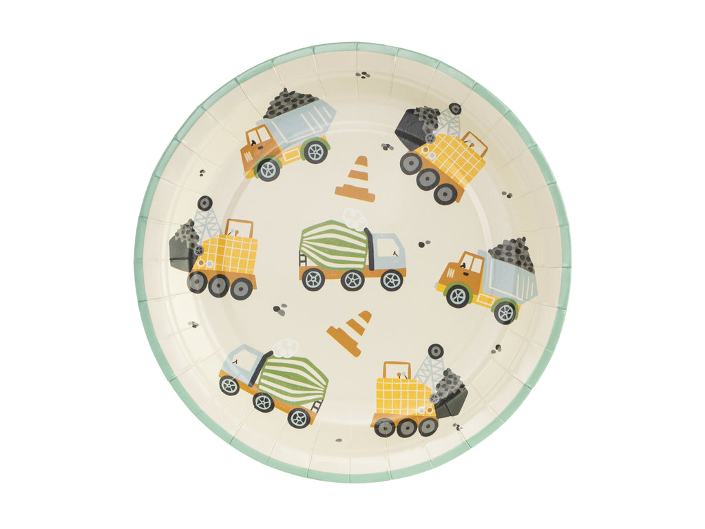 Pappteller „Baustellenfahrzeuge“ – 6er Set | 18 cm | Kindergeburtstag & Baustellen‑Mottoparty