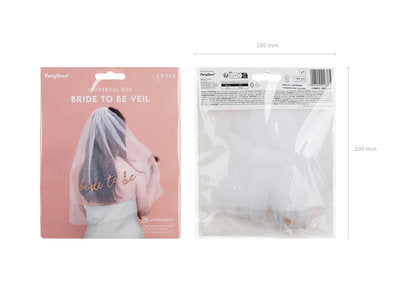 Brautschleier „Bride to Be“ – Weißer Schleier mit roségoldenem Schriftzug | 63 cm | JGA Accessoire, Bridal Shower, Hochzeit