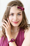 Blumenkranz Bordeauxrot – verstellbarer Haarreifen | Ø 18 cm | Boho Flower Crown für Hochzeit, JGA, Festival & Fotoshooting