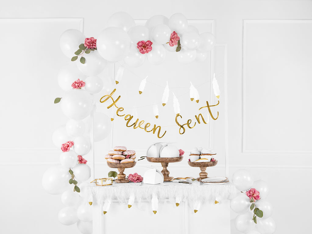Tischkarten „Feder“ – 10er Set | Weißes Papier mit goldfarbenem Rand | 10,5 × 3 cm (gefaltet) | Hochzeit, Gala & Festtafel