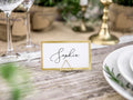 Tischkarten Weiß mit Goldrand – 10er Set | Platzkarten 9,5 × 5,5 cm für Hochzeit, Gala & Festtafel