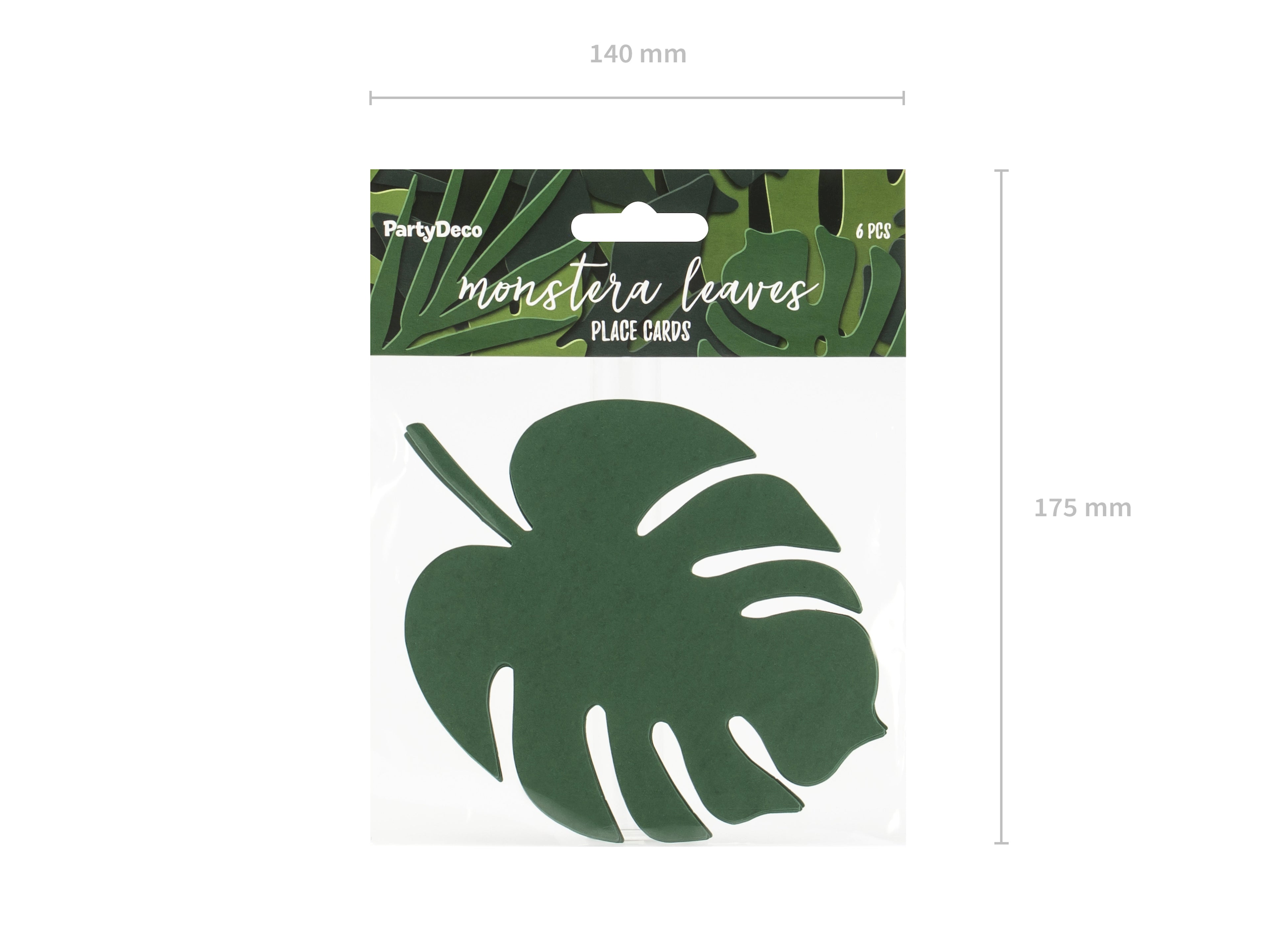 Aloha Tischkarten „Monstera“ – 6er Set | Grün, 14,5 × 11 cm | Tropische Platzkarten für Sommerparty & Hochzeit